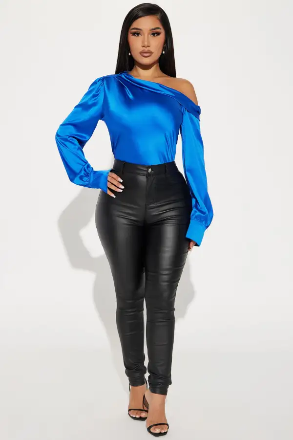 Twinkle Nights Satin Blouse Top - Blue