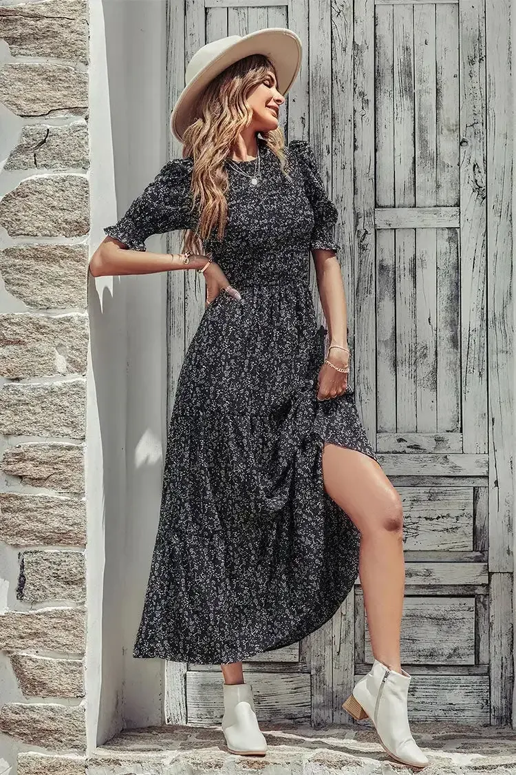 Summer Ruffle Bohemian Tiered Smocked Maxi Dress