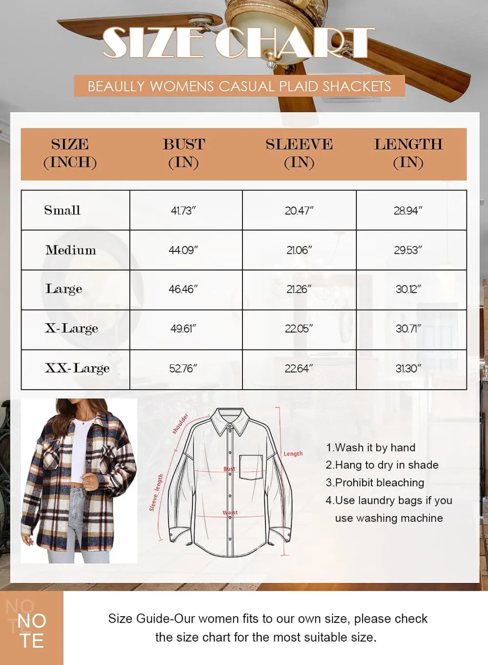 Women's Flannel Plaid Shacket Long Sleeve Button Down Chest Pocketed Shirts Jacket Coats