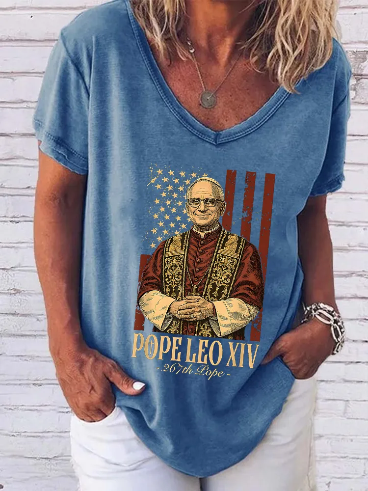 Women'S Pope Leo Xiv 267th Pope Round-Neck Short-Sleeved T-Shirt