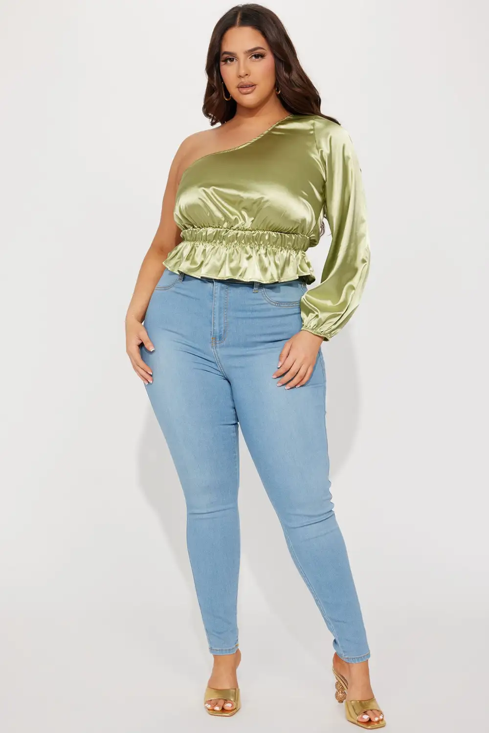 Let's Cater 2 You Satin Top - Sage