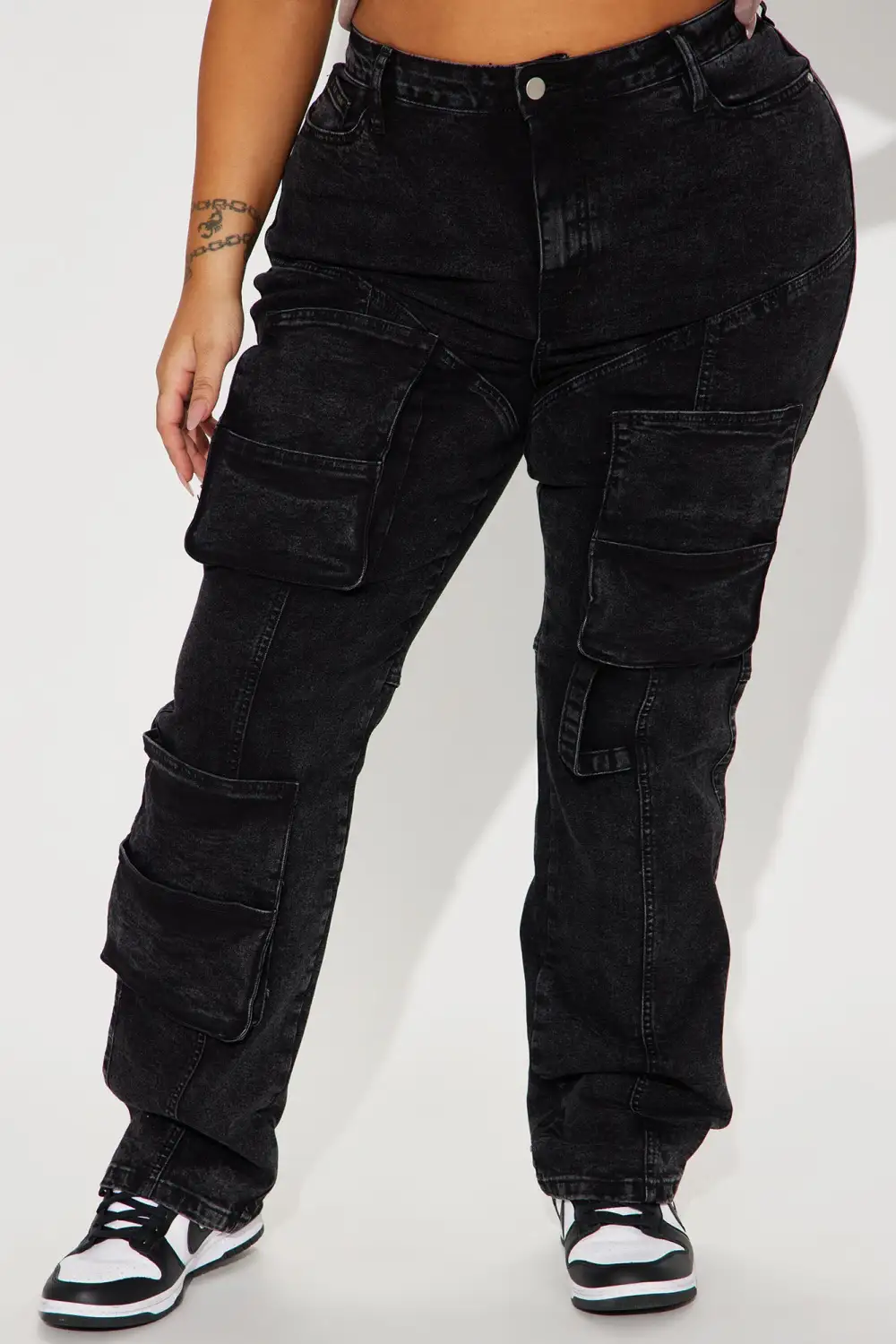 Heard A Rumor Stretch Cargo Jean - Black Wash