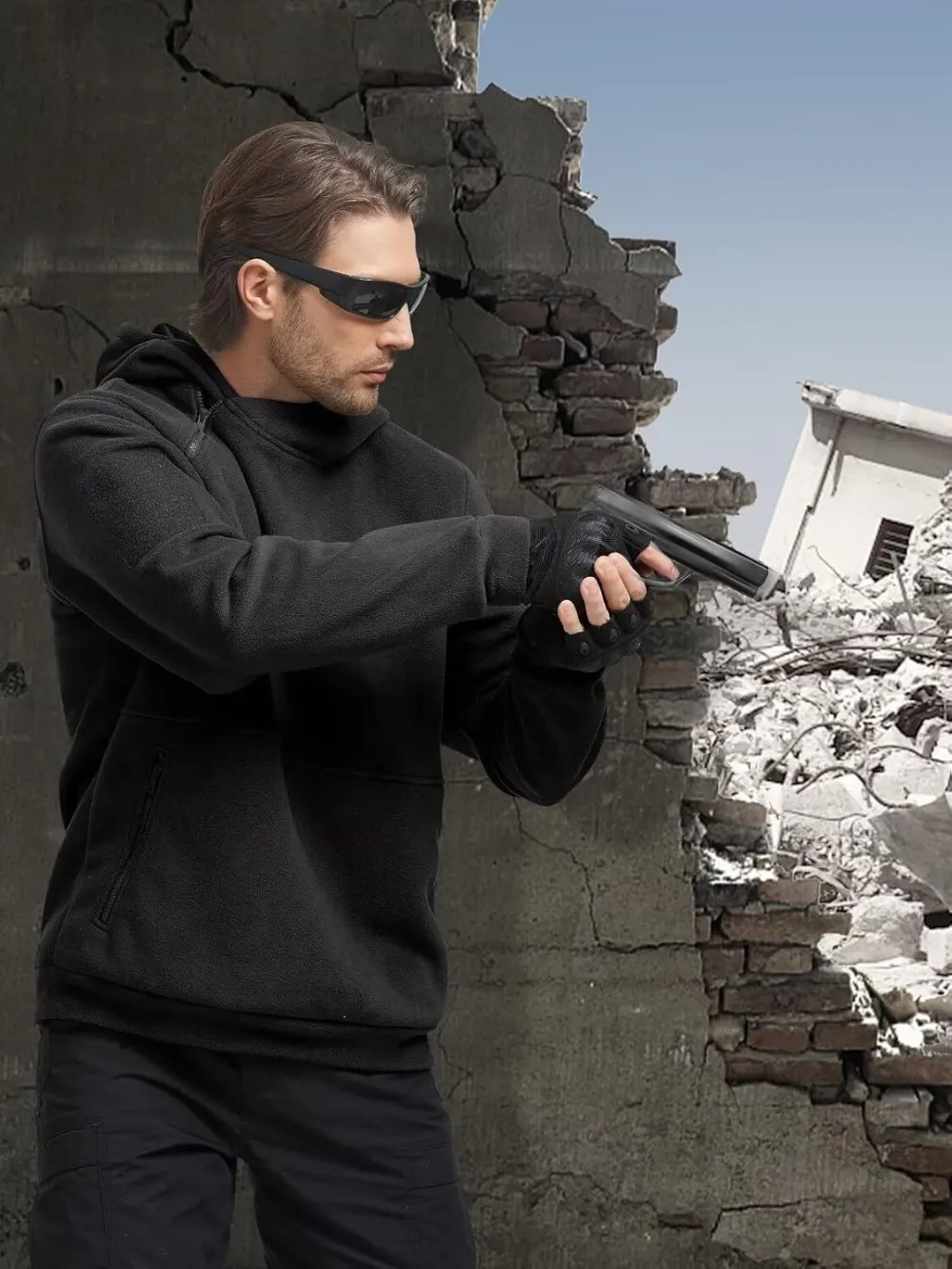 Men's Tactical Winter Fleece Pullover Hoodie Warm Long Fleece lined Hooded Sweatshirt