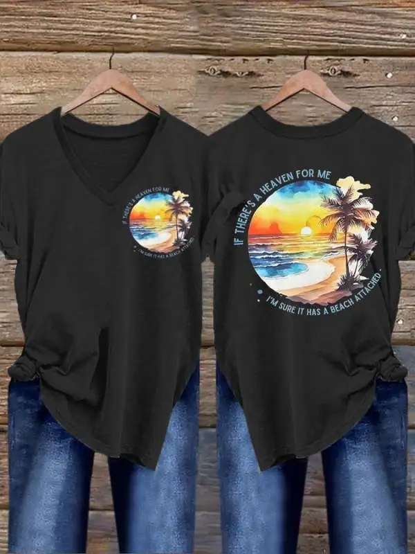 Women's If There'S A Heaven For Me I'M Sure It Has A Beach Attached T-Shirt