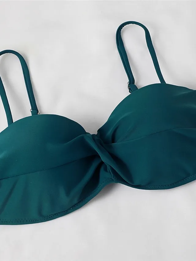 Women's Swimwear Bikini 2 Piece Normal Swimsuit 2 Piece Open Back Sexy Printing High Waisted Floral Leaves Black Yellow Navy Blue Royal Blue Blue Strap Bathing Suits Sexy Vacation Fashion