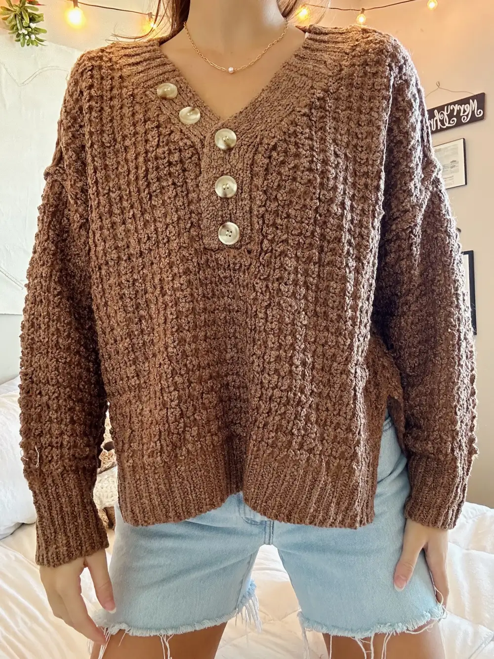 THERMAL HENLEY SWEATER