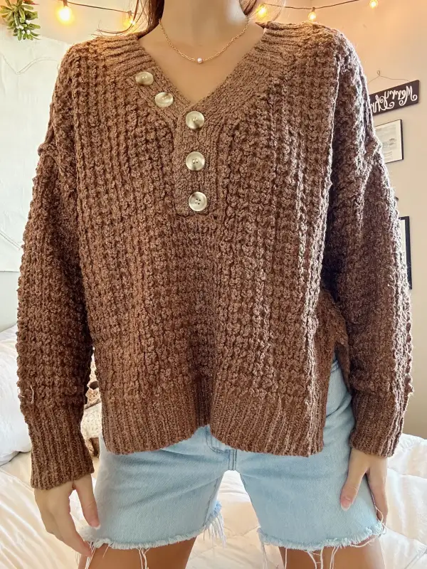 THERMAL HENLEY SWEATER