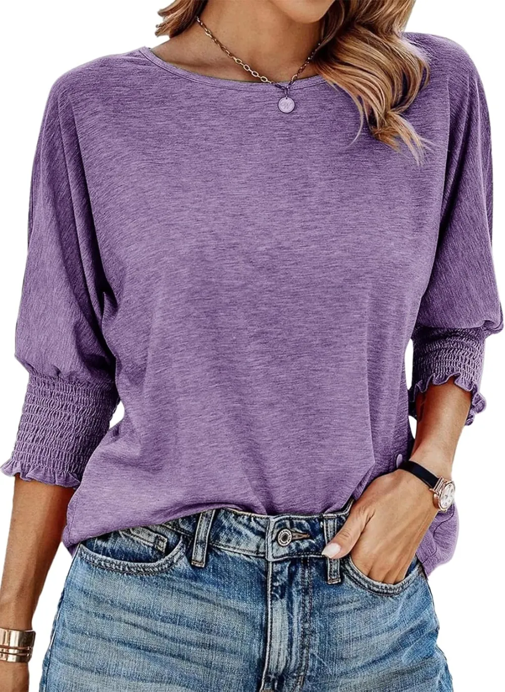 ⏰Hot Sale-2025 Tops 3/4 Sleeve T-Shirts Cute Crewneck Tees Blouses