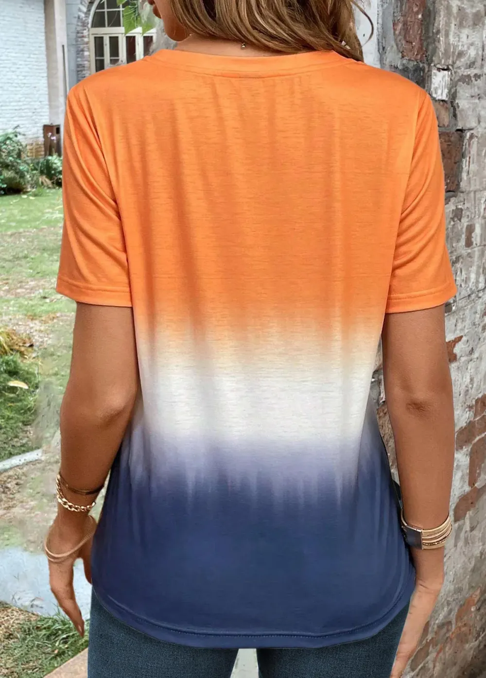 Orange Twist Ombre Short Sleeve T Shirt