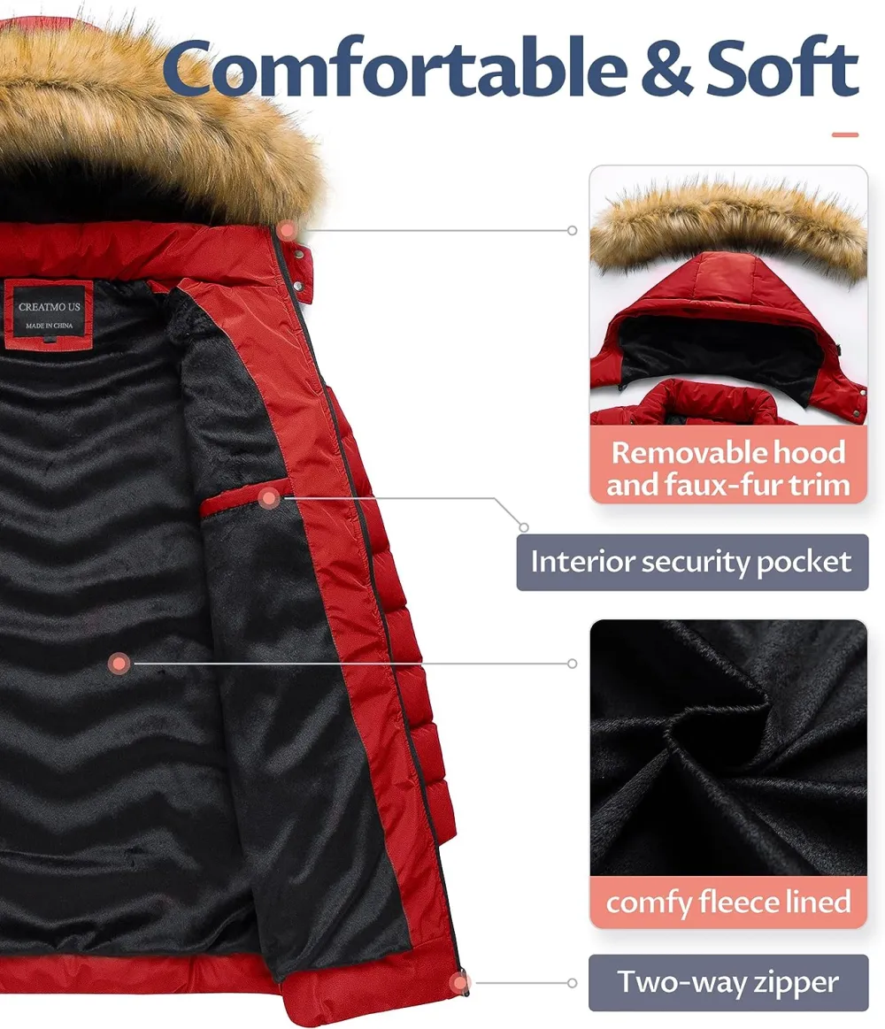 US Women's Winter Hooded Coat Waterproof Warm Long Puffer Jacket Parka