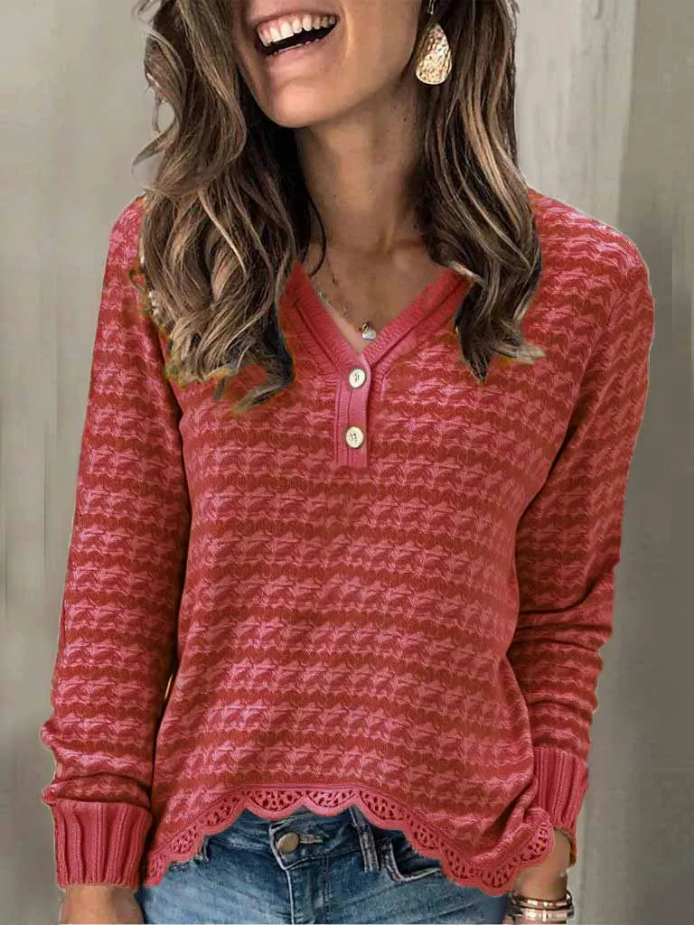 Heymiss Womens Sweatshirts V Neck Long Sleeve Shirts Loose Casual Fall Fashion Sweaters S-2XL