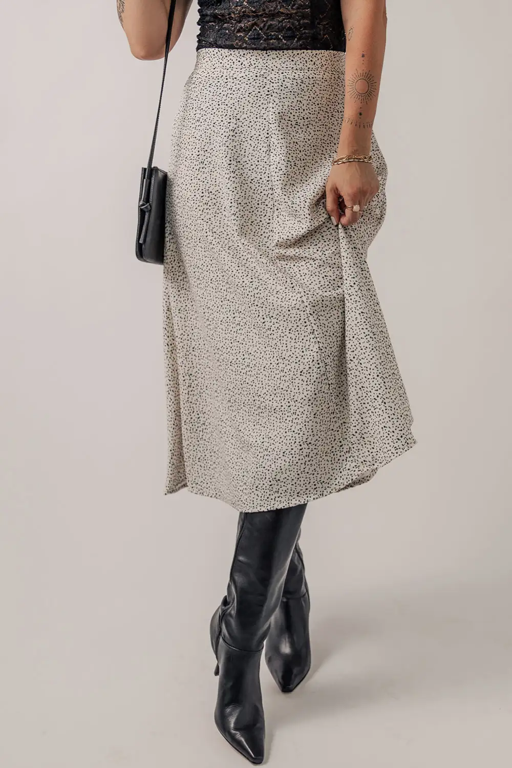 Midi Print High Waist Skirt