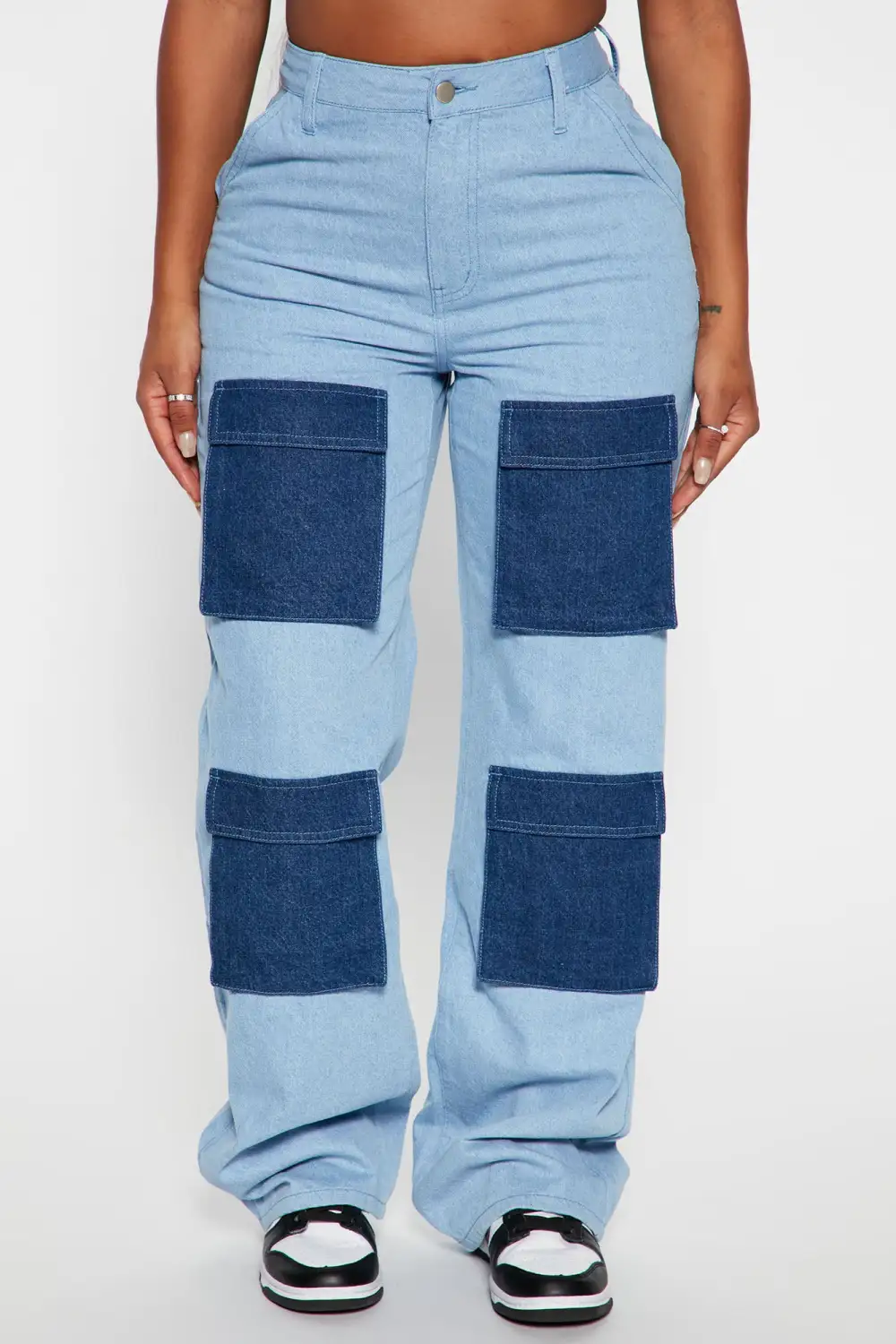 Name Of The Game 90's Cargo Jeans - Blue Wash
