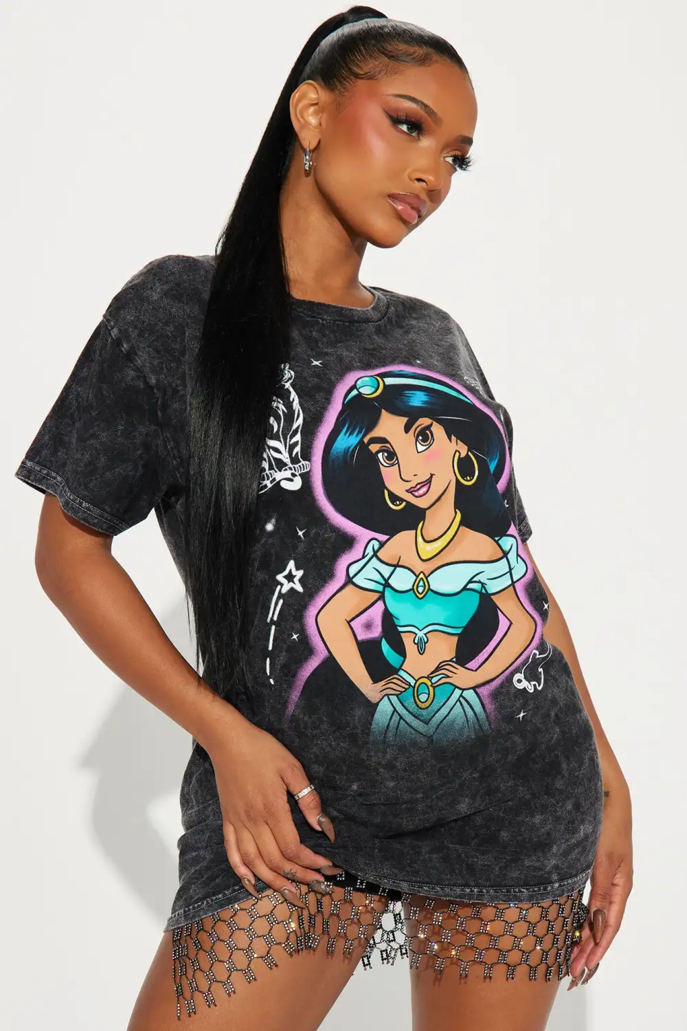 Princess Jasmine Graphic Tee - Black Wash