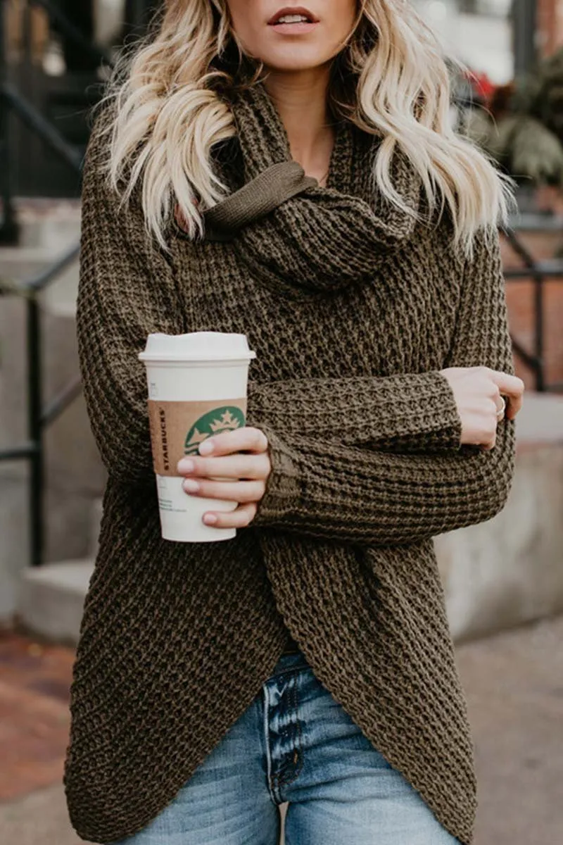 Irregular Winter Shawl Sweater