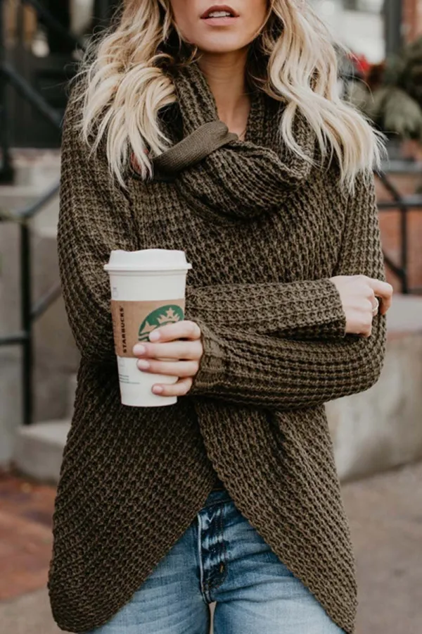 Irregular Winter Shawl Sweater