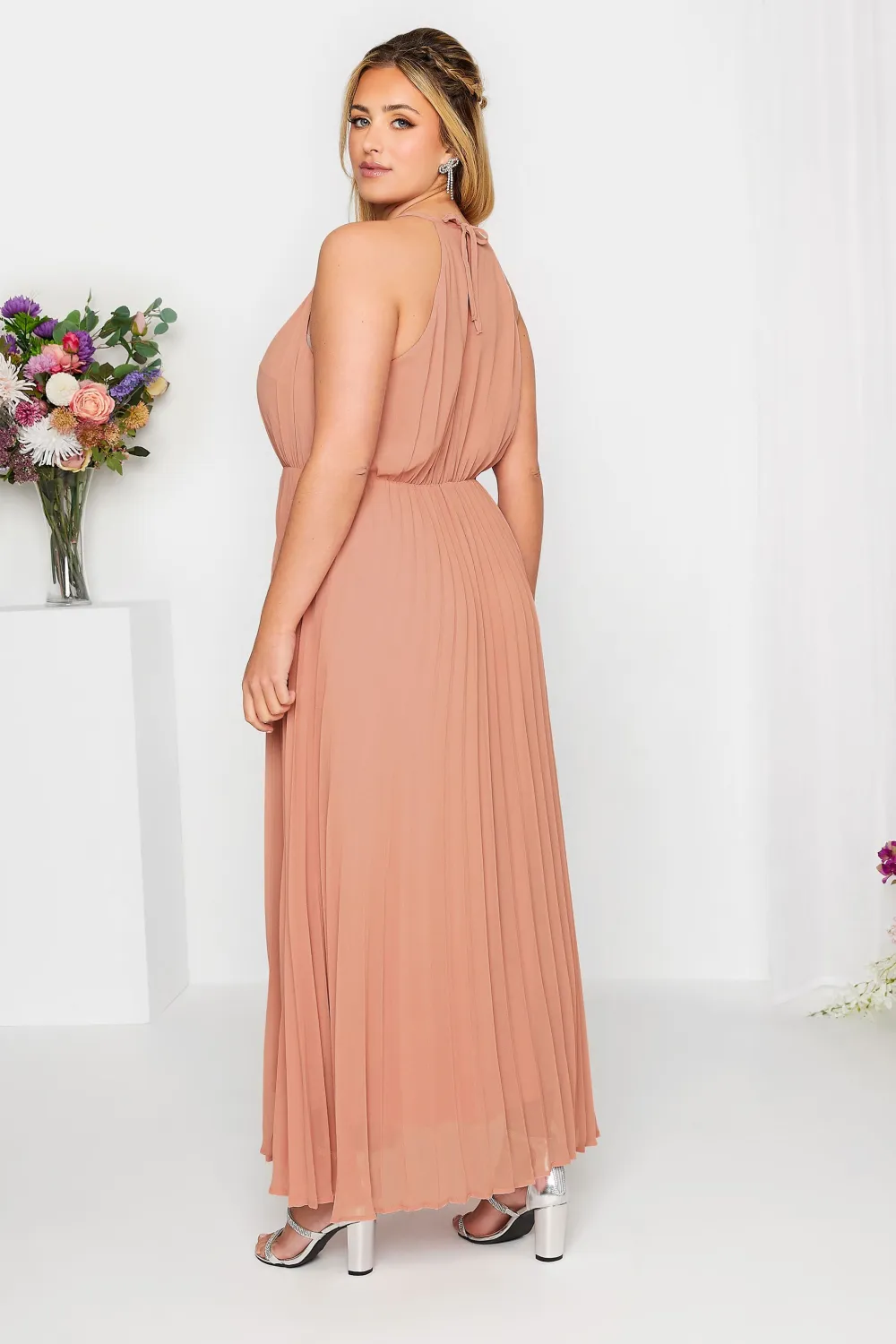 YOURS LONDON Curve Pink Pleated Maxi Dress