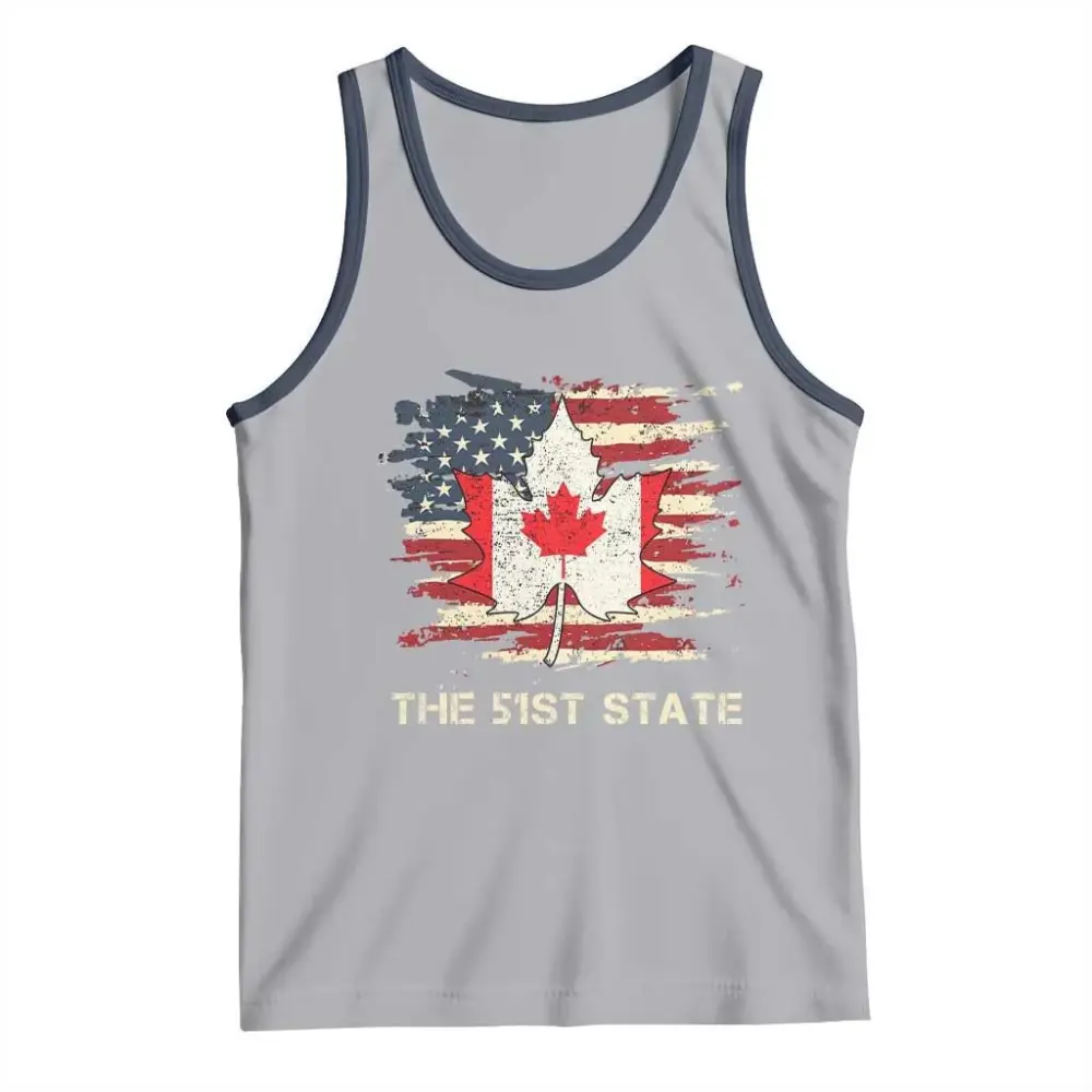 Canada The 51st State Tank Top Canadian Maple American Flag TS09