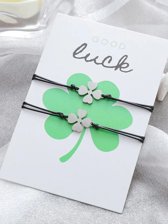 2-Pack St. Patrick's Day Lucky Clover Bracelet Set