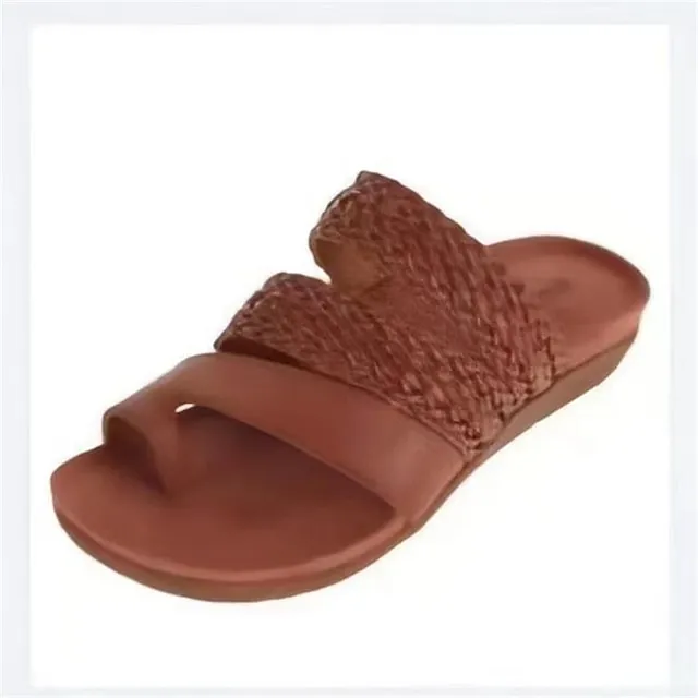 Women's Sandals Orthopedic Sandals Bunion Sandals Plus Size Braided Sandals Daily Beach Summer Flat Heel Peep Toe Vintage Casual Faux Leather Loafer Solid Color Light Brown Dark Brown Black