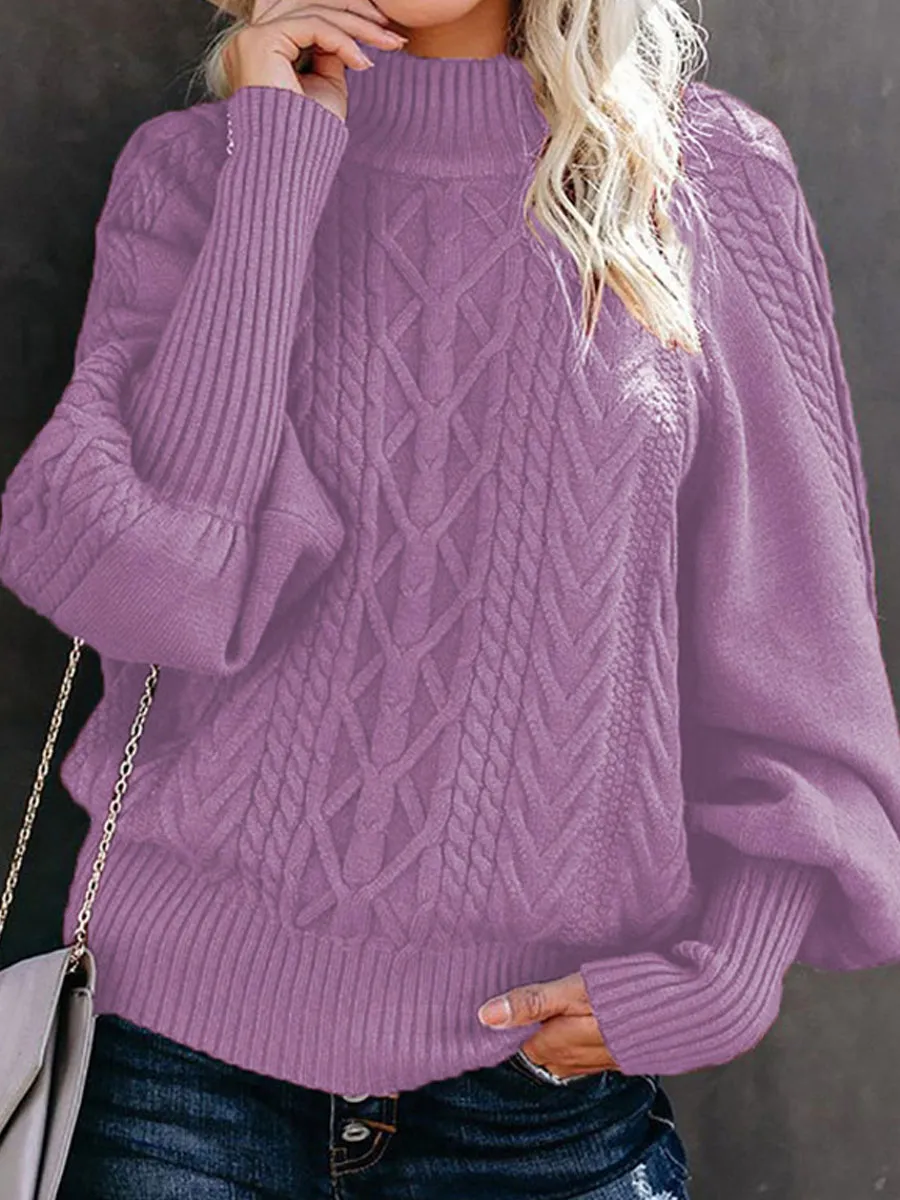Pure Color Casual Loose Sweater Pullover