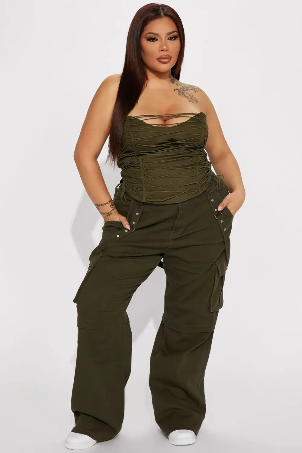 All The Details Corset Top - Olive
