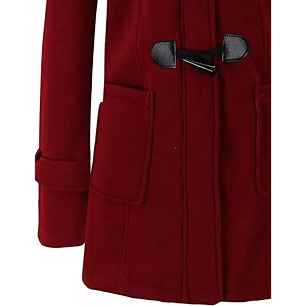 Ladies hooded coat button horn bomber jacket