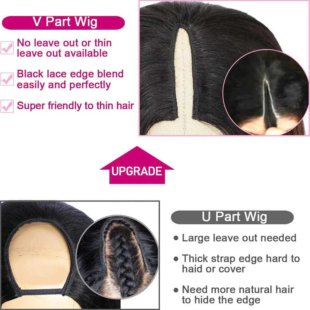 Sterly Straight Ombre V Part Bob Wig No Leave Out #FB30 Highlight Upgrade Thin U Part Wig No Glue