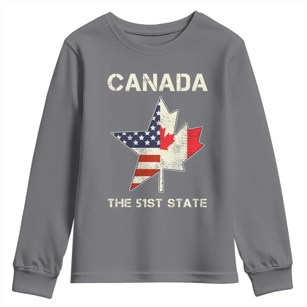 Canada The 51st State Youth Sweatshirt Maple Canadian American Flag TS09
