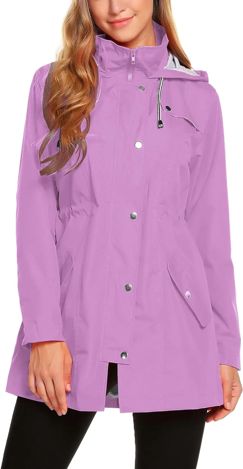 Womens Lightweight Hooded Waterproof Active Outdoor Rain Jacket S-XXL