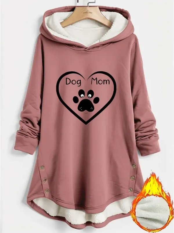 Women's Hoodie Sweatshirt Pullover Fleece Lined Fleece Graphic Warm Sportswear Print Dark Pink Blue Gray Casual Sports Hoodie Long Sleeve Top Micro-elastic Fall & Winter