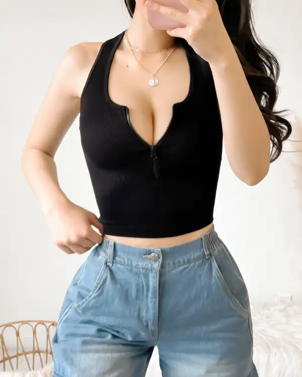 ALICE RACERBACK ZIP TANK TOP (WHITE)