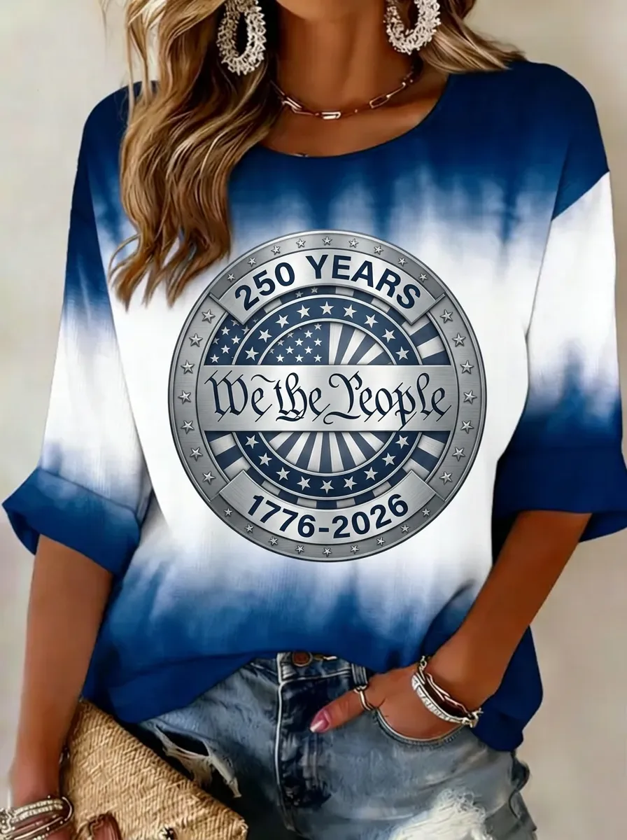 Women's USA Patriotic We The People 250 Years Printed T-shirt