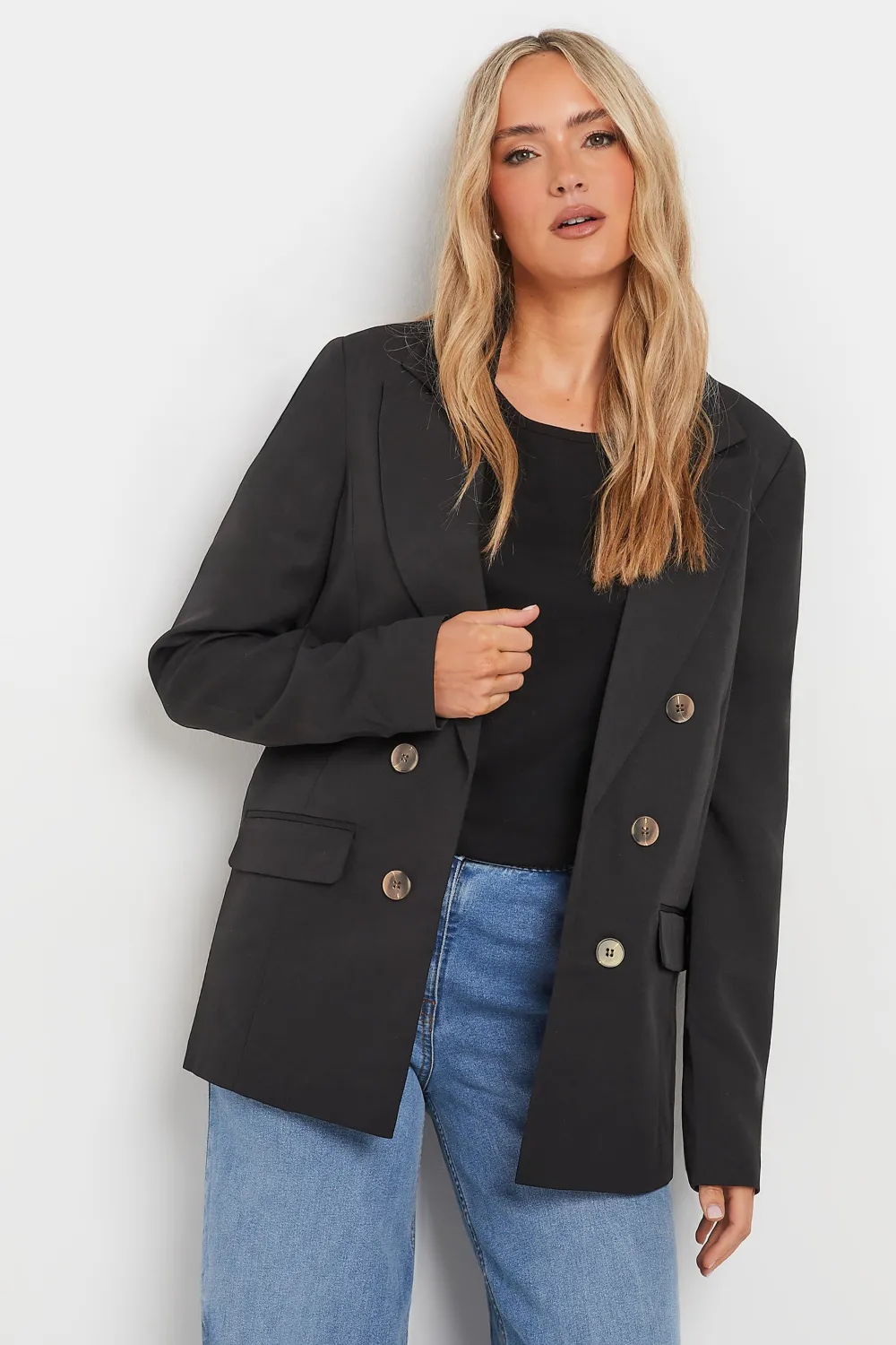 LTS Tall Black Double Breasted Blazer