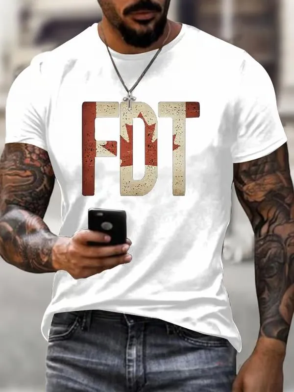 Men'S Retro Canada FDT Print T-Shirt