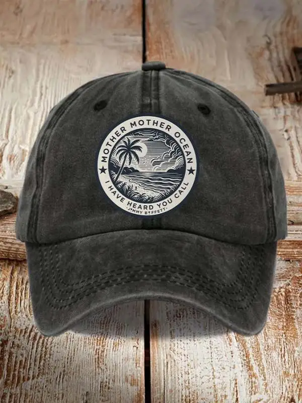 Retro Mother, Mother Ocean, I Have Heard You Call Print Baseball Cap