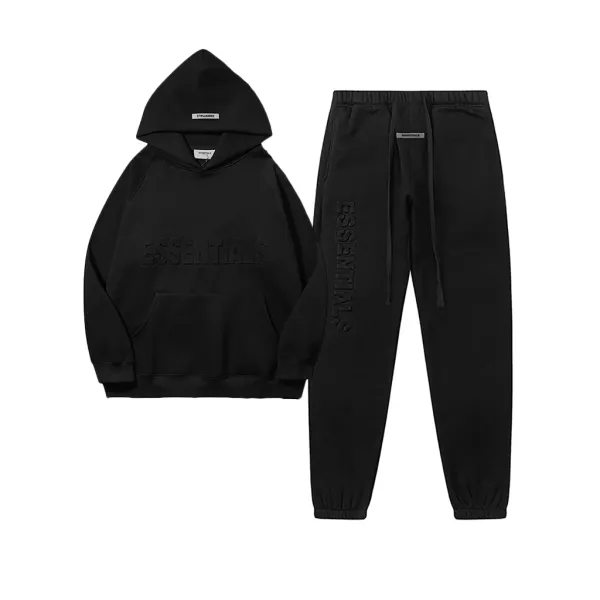 Embossed Relief Hoodie Black