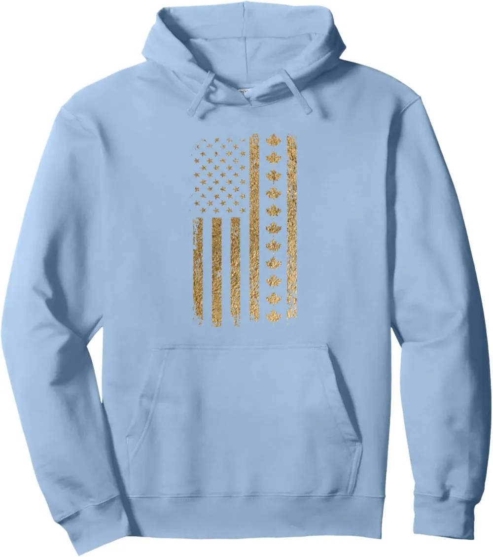 Our 51st state of America American Flag with Canada Maple Pullover Hoodie