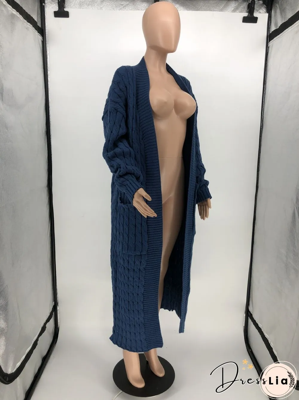 Winter Crochet Loose Long Twist Sweater Cardigan