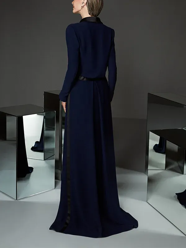 V-Neck Long-Sleeve Solid Color Bodysuit Dress