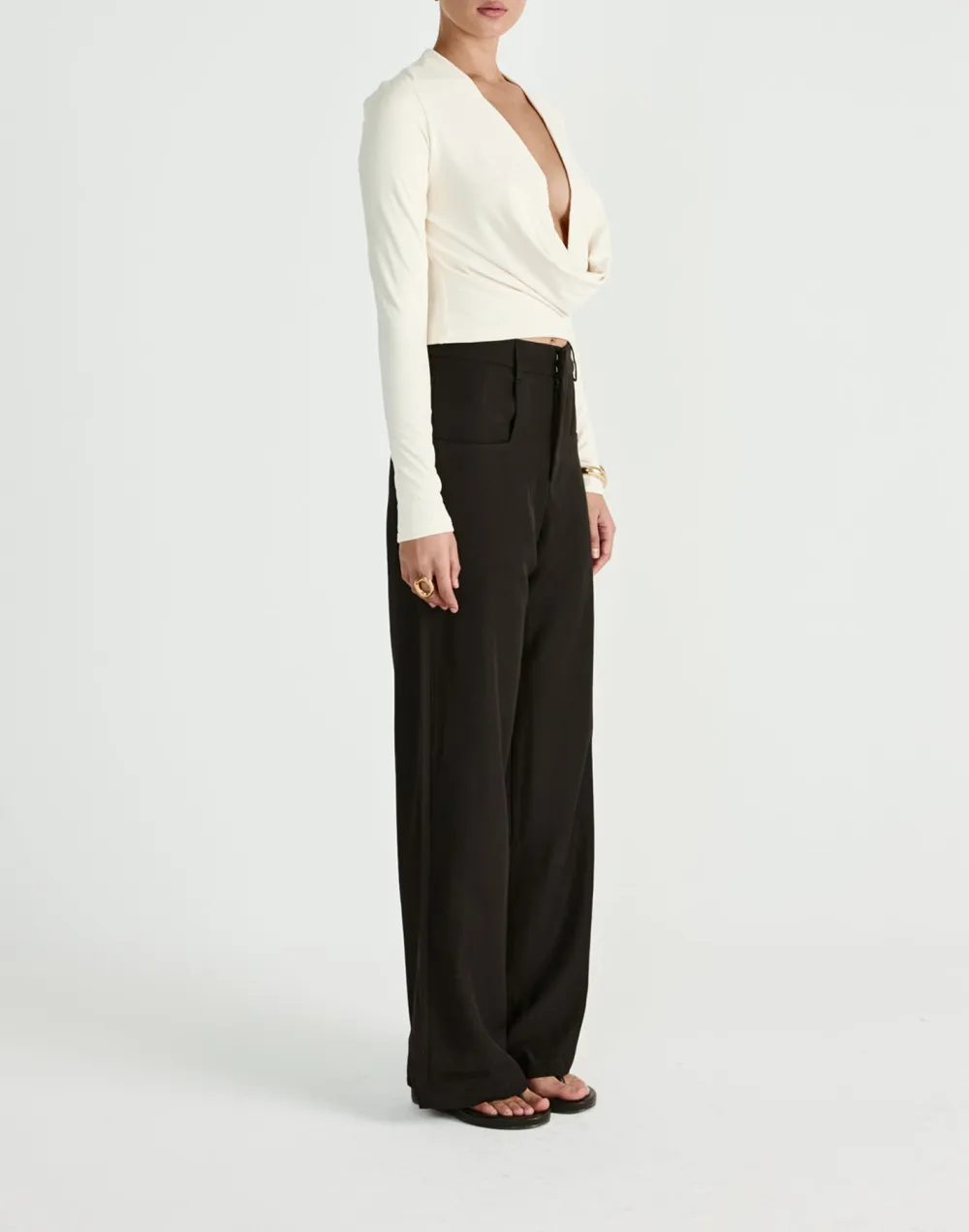 Creative Square Pocket Women's Wide Leg Pants