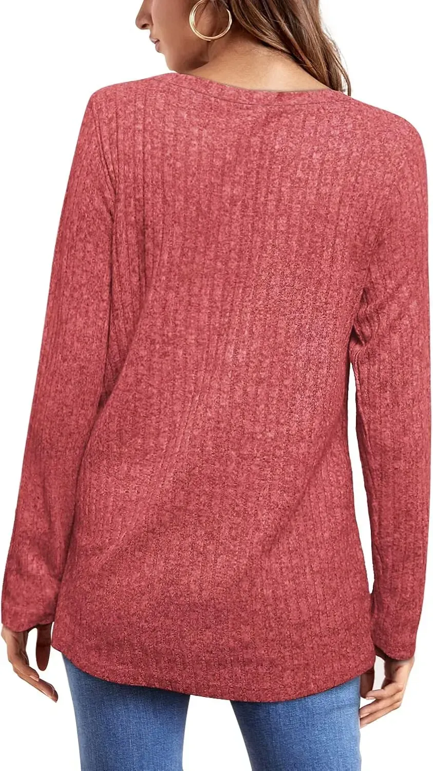 OFEEFAN Long Sleeve Shirts for Women Lightweight Crew Neck Casual Tunic Tops