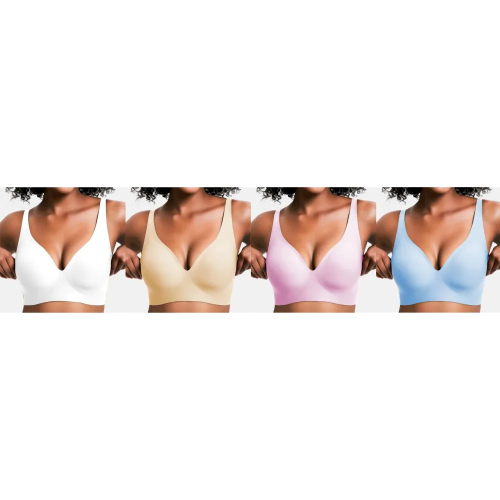 Women's Jelly Wireless Deep V Push-Up Seamless Bra