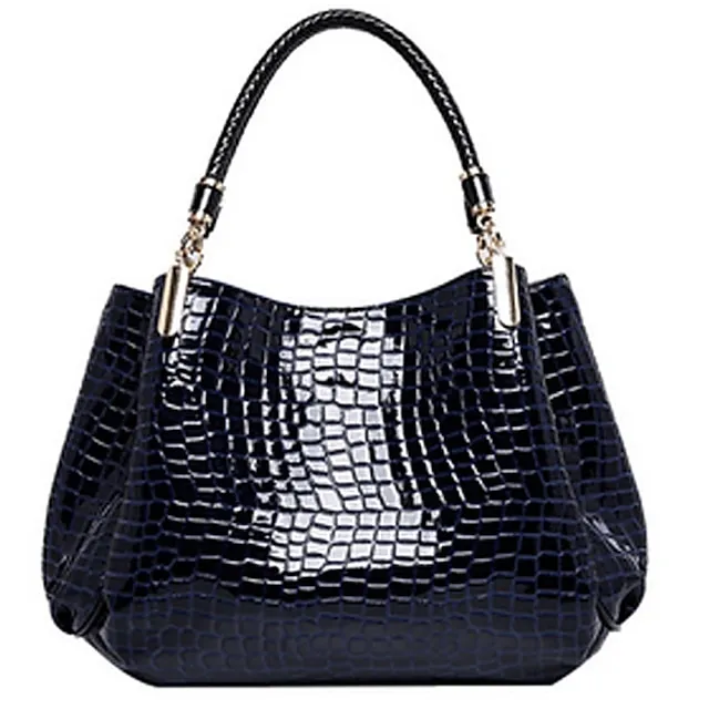 Women's Satchel Top Handle Bag PU Leather Formal Office & Career Crocodile Black Dark Red Dark Blue
