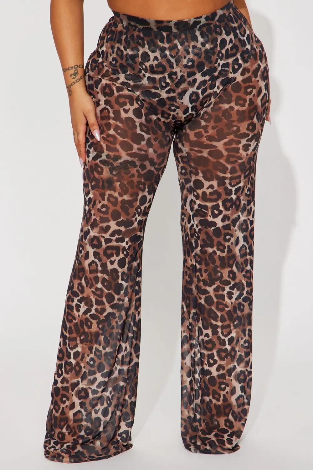 Sunshine See Through Cover Up Pant - Leopard
