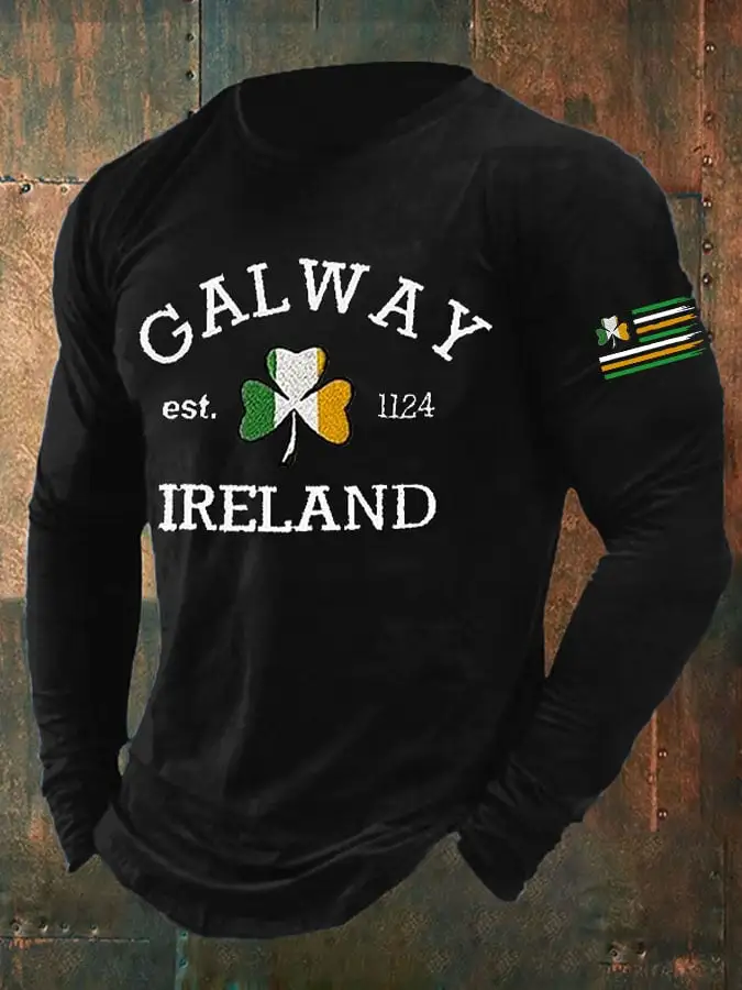 Men's Retro Galway Ireland Saint Patrick's Day Print T-Shirt