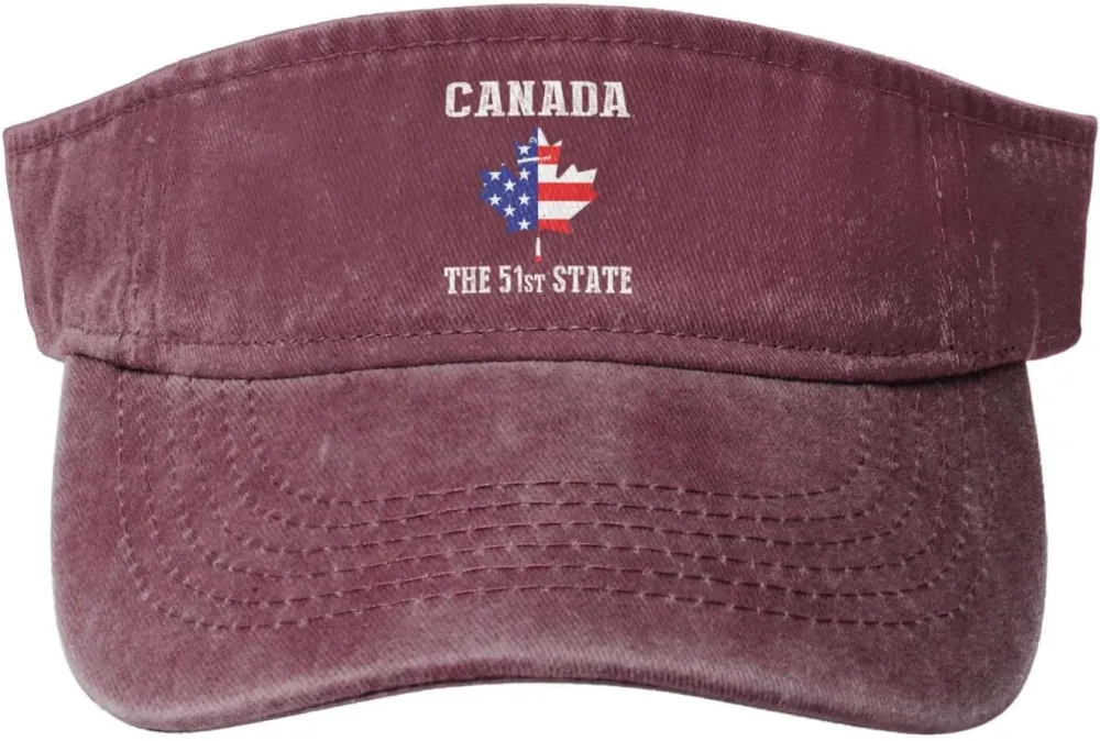 Canada 51st State Denim Visor Hat Adjustable Unisex Golf Sports Empty Top Cap