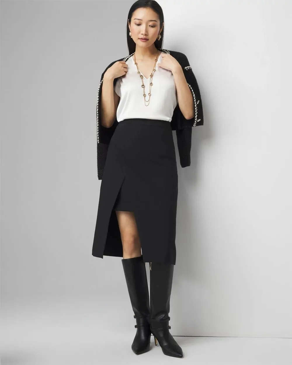 V-neck Ruched Shoulder Shell Top