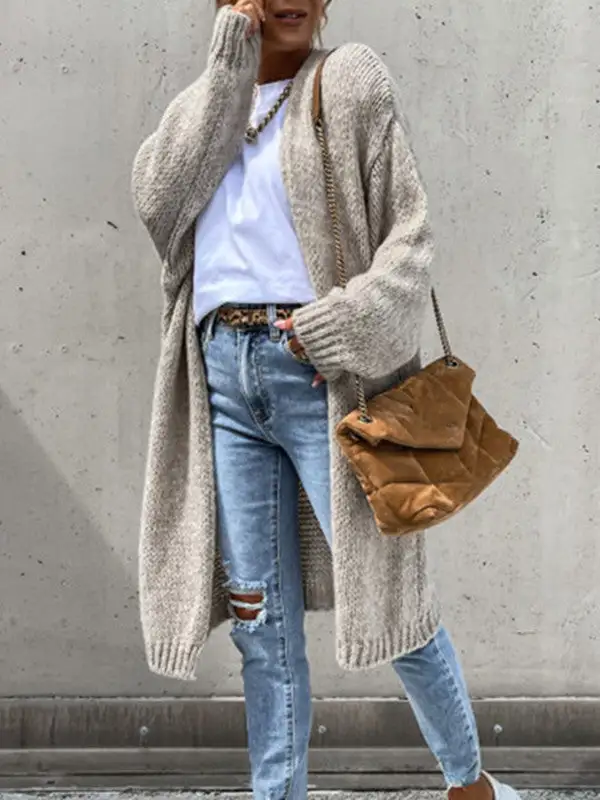 Solid Color Comfy Loose Sweater Cardigan