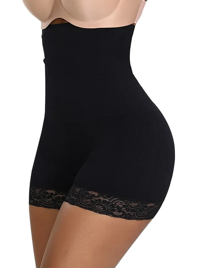 Women's Shapewear Casual / Sporty Shorts Scrunch Butt Shorts Anti Chafing Shorts Short Pants Weekend Yoga Stretchy Solid Colored Tummy Control Butt Lift High Waist Skinny Black Beige M XL 3XL